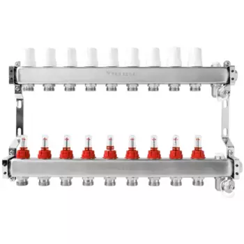 Коллекторная группа с расходомерами Pro Aqua 1"x3/4" 9 выходов нержавеющая сталь