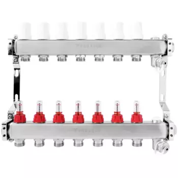 Коллекторная группа с расходомерами Pro Aqua 1"x3/4" 7 выходов нержавеющая сталь