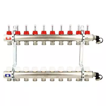 Коллекторная группа Uni-Fitt на 10 выходов 1"x3/4" с расходомерами и вентилем
