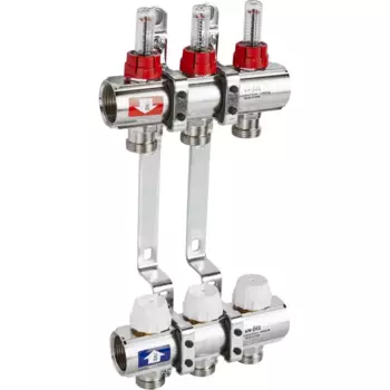 Коллекторная группа Uni-Fitt на 3 выхода 1"x3/4" с расходомерами и вентилем