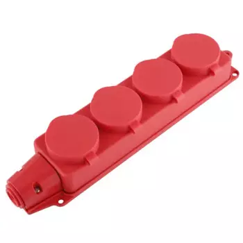 Колодка для удлинителя Duwi 4 розетки с заземлением 3680 Вт цвет красный