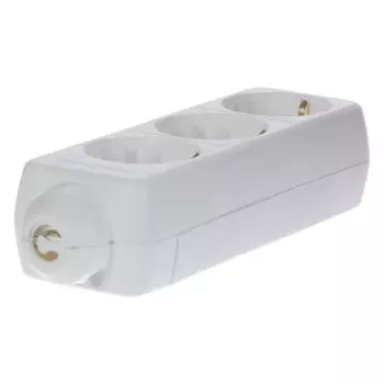 Колодка для удлинителя Защита Про 3 розетки с заземлением 3500 Вт цвет белый