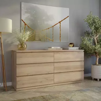 Комод Альма 6 ящиков 159x76.4x48.2 см ЛДСП цвет дуб комано