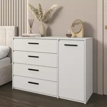 Комод Лион 4 ящика 120х84х41,6 см ЛДСП цвет белый