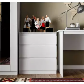 Комод Праксис 3 ящика 65x71.6x39.6 см Кдсп цвет белый