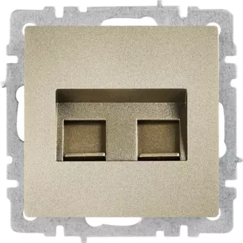 Компьютерная розетка двойная встраиваемая IEK Brite РК10-2-БрШ RJ45 UTP cat 5e цвет шампань