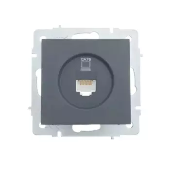 Компьютерная розетка встраиваемая Lezard Vesna без заземления цвет графит