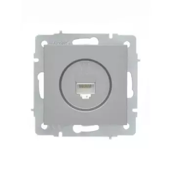 Компьютерная розетка встраиваемая Lezard Vesna без заземления цвет платина