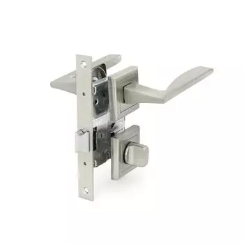 Комплект дверных ручек 21L 170 BK SN, с запиранием, цвет матовый никель