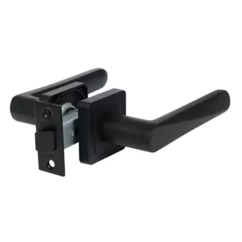 Комплект дверных ручек на розетке Edson P12Q1 без запирания цвет черный