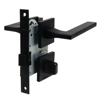 Комплект дверных ручек на розетке Edson WC11Q2 с запиранием цвет черный