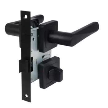 Комплект дверных ручек на розетке Edson WC12Q1 с запиранием цвет черный