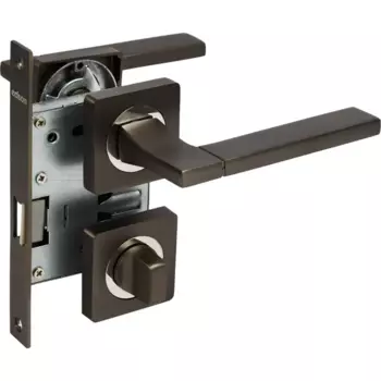 Комплект дверных ручек на розетке Edson WC15Q3 с запиранием цвет графит