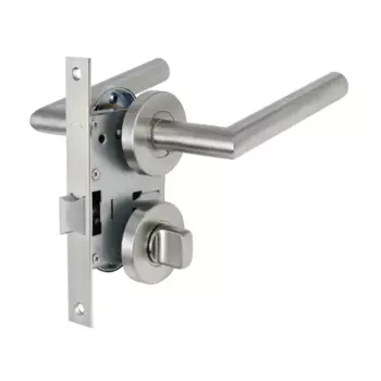 Комплект дверных ручек на розетке Edson WC1R4ST с запиранием цвет нержавеющая сталь