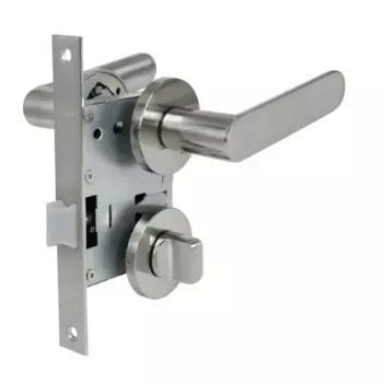 Комплект дверных ручек на розетке Edson WC2R2 с запиранием цвет никель