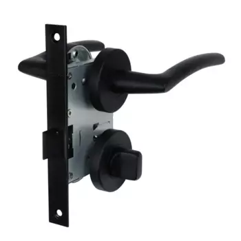 Комплект дверных ручек на розетке Edson WC3R4 с запиранием цвет черный