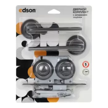 Комплект дверных ручек на розетке Edson WC4R1 с запиранием цвет графит