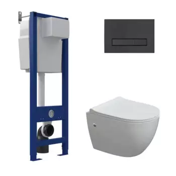 Комплект инсталляция с унитазом Berges Line Black с микролифтом клавиша цвет черный