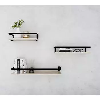 Полка настенная Pragmatic 15x40/15x35/15x30 см металл цвет чёрный 3 шт