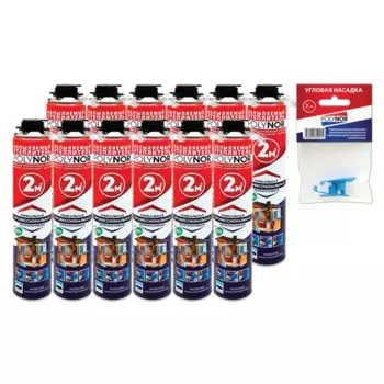 Комплект Polynor для теплоизоляции пола 15 м: напыляемый утеплитель (12 шт.), угловая насадка