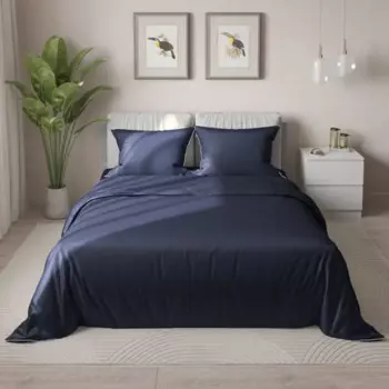 Комплект постельного белья Amore Mio Denim семейный тенсель синий