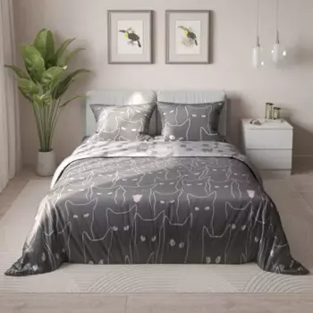 Комплект постельного белья Mona Liza Кошки полутораспальный поплин черный