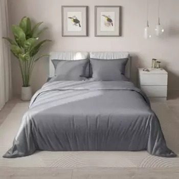 Комплект постельного белья НТК евро полисатин темно-серый
