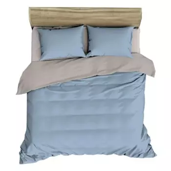 Комплект постельного белья НТК полутораспальный полисатин бежево-голубой