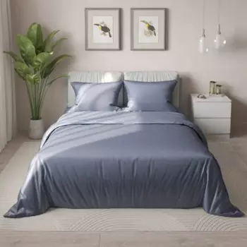 Комплект постельного белья НТК полутораспальный полисатин темно-синий