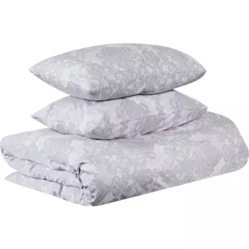 Комплект постельного белья Шуйские ситцы Дом снов Амаранта евро серо-белый