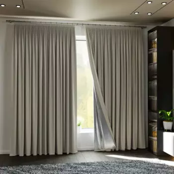 Комплект штор на ленте блэкаут Miamoza Dark 150x250 см цвет бежевый