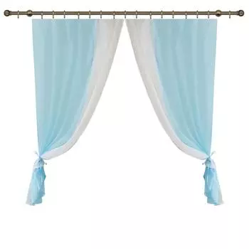 Комплект штор на ленте для кухни "Лидия" 250x160 см цвет голубой/белый
