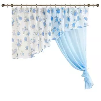 Комплект штор на ленте для кухни "Византия" 280x160 см цвет голубой