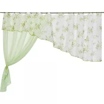 Комплект штор на ленте для кухни "Византия" 280x160 см цвет зеленый