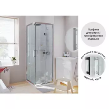 Комплект стекол для душевой ширмы Sensea Easy 80x80 см прозрачное стекло цвет профиля на выбор