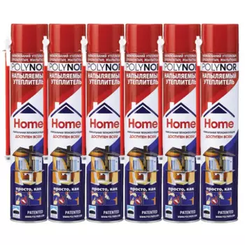 Комплект теплоизоляция Polynor Home для стен 10 м: напыляемый утеплитель 6 шт
