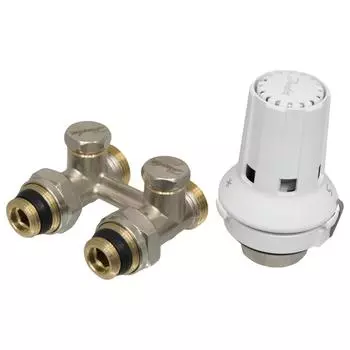 Узел нижнего подключения прямой с термоголовкой Danfoss М30x1.5 для радиаторов с нижним подключением