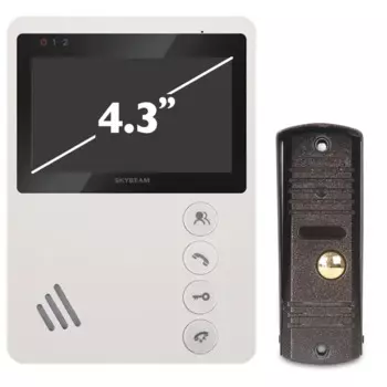 Комплект видеодомофона Skybeam 94402FA+ 94201- 600TVLWH 4.3" цвет белый