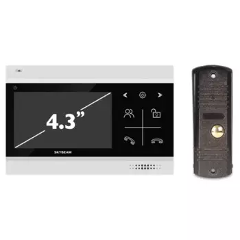 Комплект видеодомофона Skybeam 94403FA& 94201- 600TVLBL 4.3" цвет черный