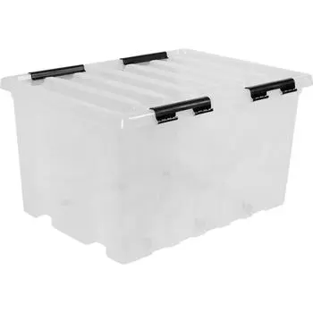Контейнер Rox Box 74x57x41 см 120 л полипропилен с крышкой и роликами цвет прозрачный