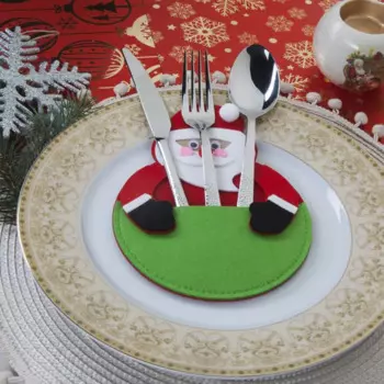 Конверт для столовых приборов Happy Moments Дед Мороз зеленый