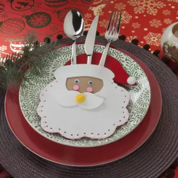 Конверт для столовых приборов Santa Санта Клаус белый