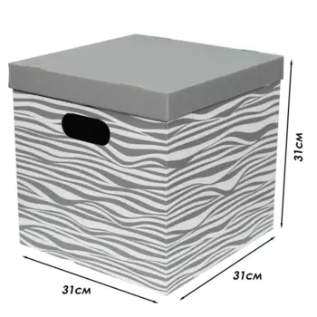 Коробка АПЕ 312G 31x31x31 см картон бело-серый