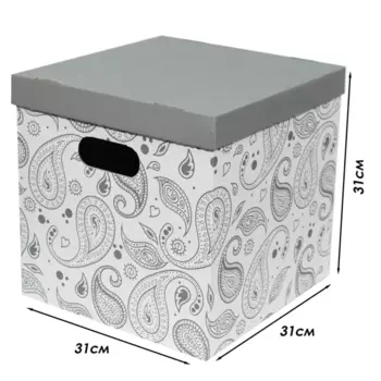 Коробка АПЕ 313G 31x31x31 см картон бело-серый