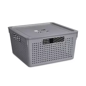 Коробка для хранения 29.4x29.4x15.1 см квадратная цвет серый
