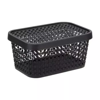 Коробка с крышкой Пирула 19x13x9 см 1.5 л прямоугольная цвет черный