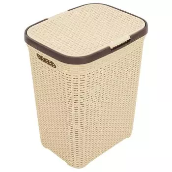 Корзина для белья 60 л пластик цвет бежевый