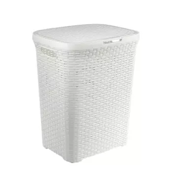 Корзина для белья Виолет 60 л ротанг цвет белый