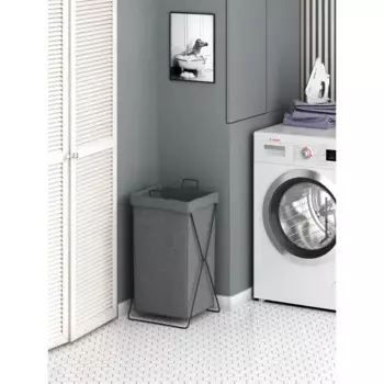 Корзина для хранения бельевая металл серый