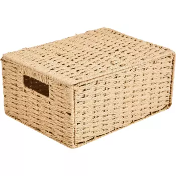 Корзина с крышкой для хранения 31x15x23 см бумага цвет бежевый
